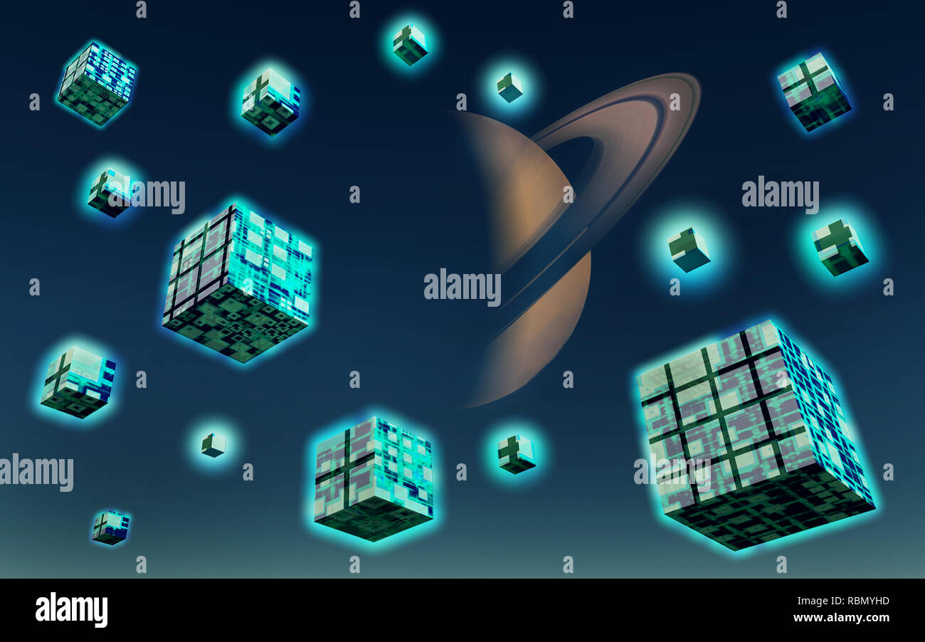 Matrice de lune de Saturne Banque D'Images