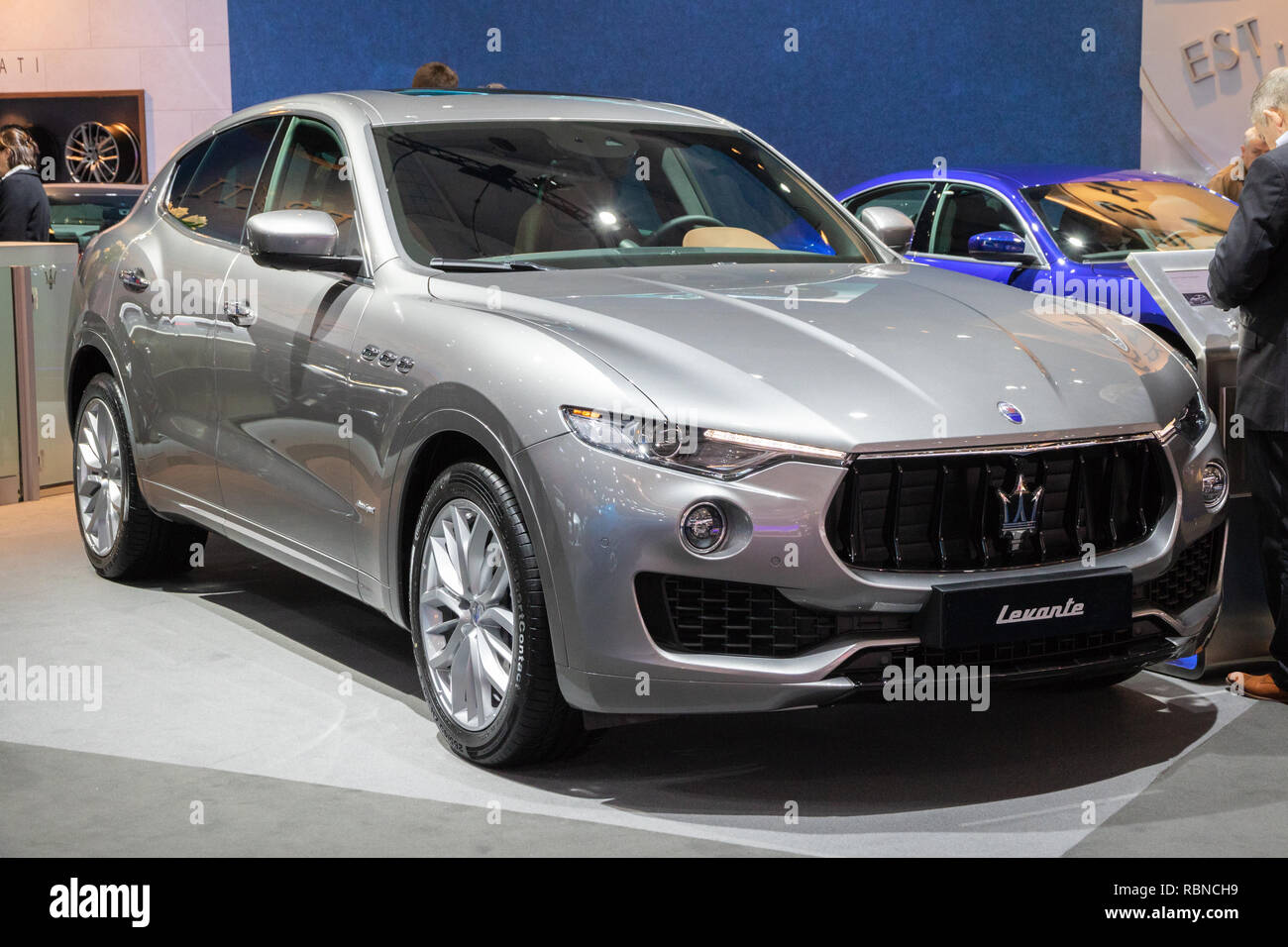 Bruxelles - 10/01/2018 : Maserati Levante moyennes VUS multisegment de luxe location de vedette à l'Autosalon Brussels Expo salon de l'automobile. Banque D'Images