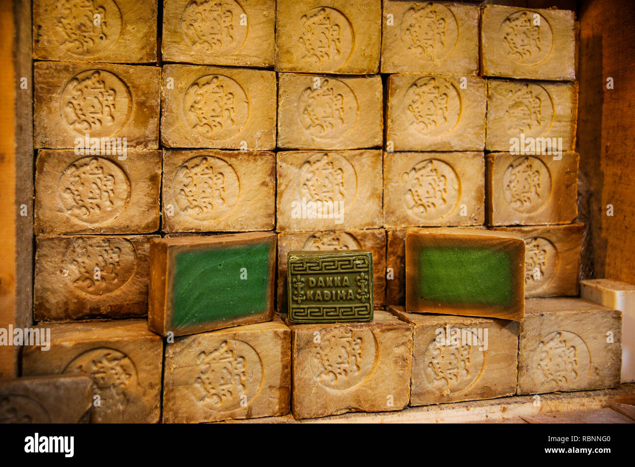 Savon artisanal traditionnel, Alep. La Syrie, au Moyen-Orient Banque D'Images