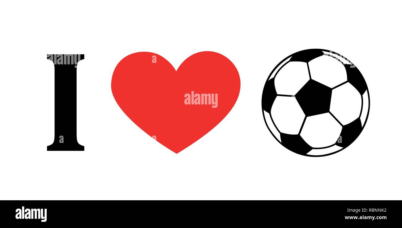 J'aime le football Les pictogrammes typographie avec coeur rouge illustration vecteur EPS10 Illustration de Vecteur