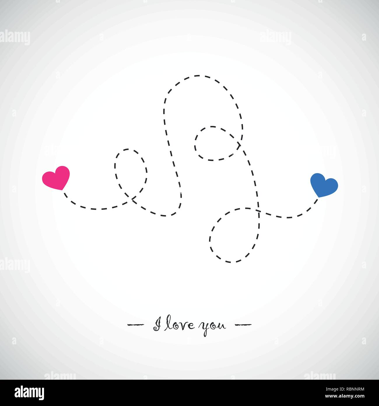 Coeur rose et bleu reliés par une ligne vector illustration EPS10 Illustration de Vecteur