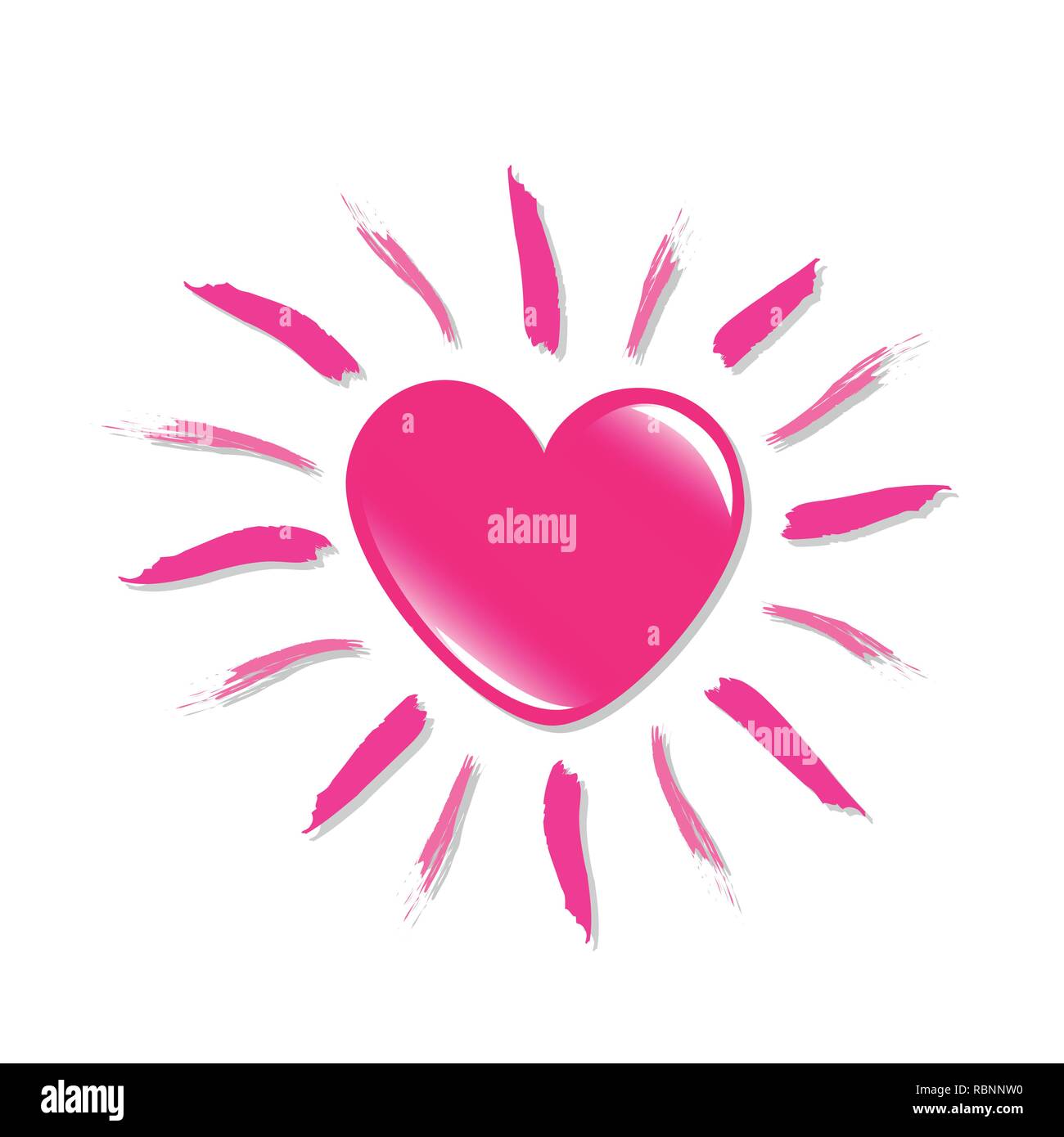 En forme de coeur rose isolé sur fond blanc Sun Vector EPS illustraton10 Illustration de Vecteur