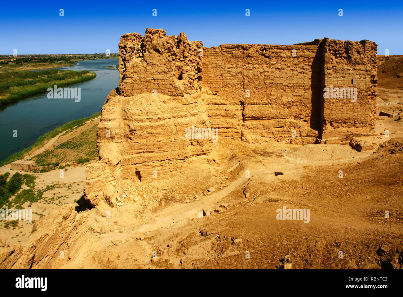Citadelle fort et Euphrate fleuve, Dura-Europos. La Syrie, au Moyen-Orient Banque D'Images
