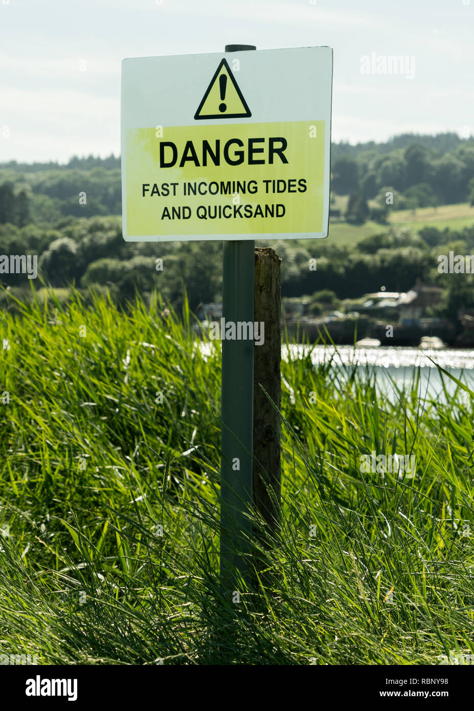 Danger - marées et des sables mouvants, Royaume-Uni Banque D'Images