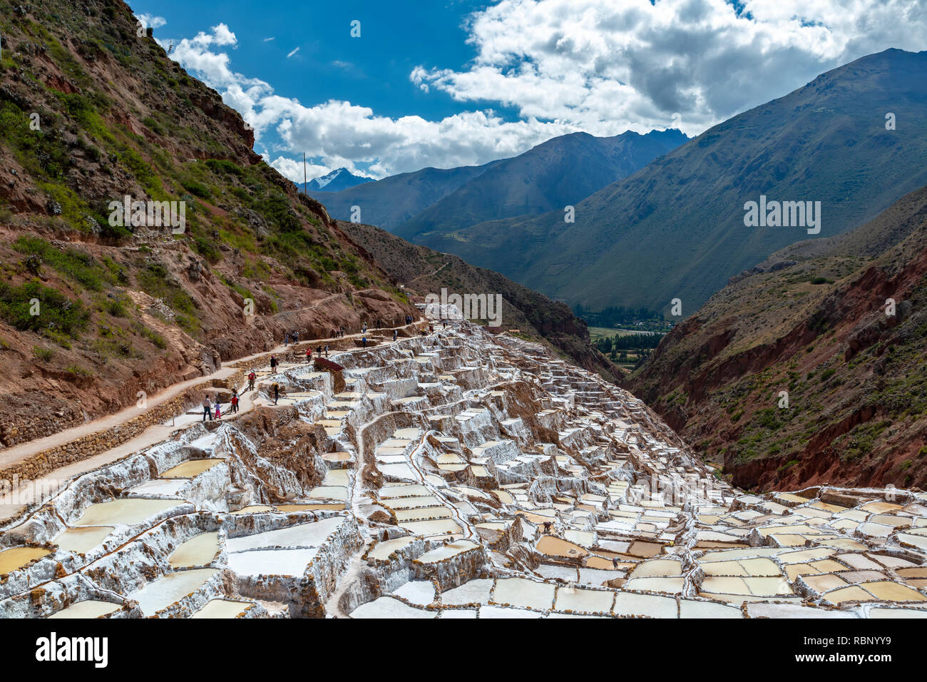 Salines, Salineras de Maras mines de sel, Cusco, Pérou Banque D'Images