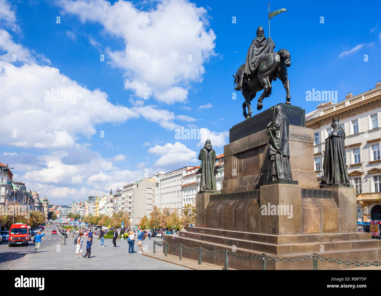 Statue de Prague Wenceslas Monument St Venceslas Wenceslas square Prague République Tchèque Europe Banque D'Images