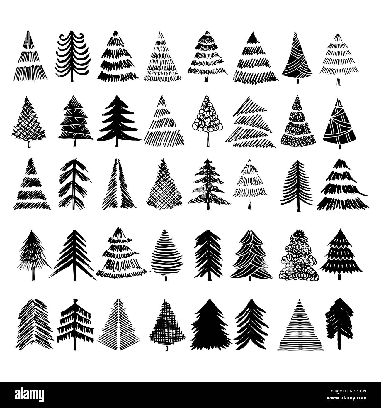 Les arbres de Noël pour les vacances d'hiver et d'illustrations. Illustration de Vecteur