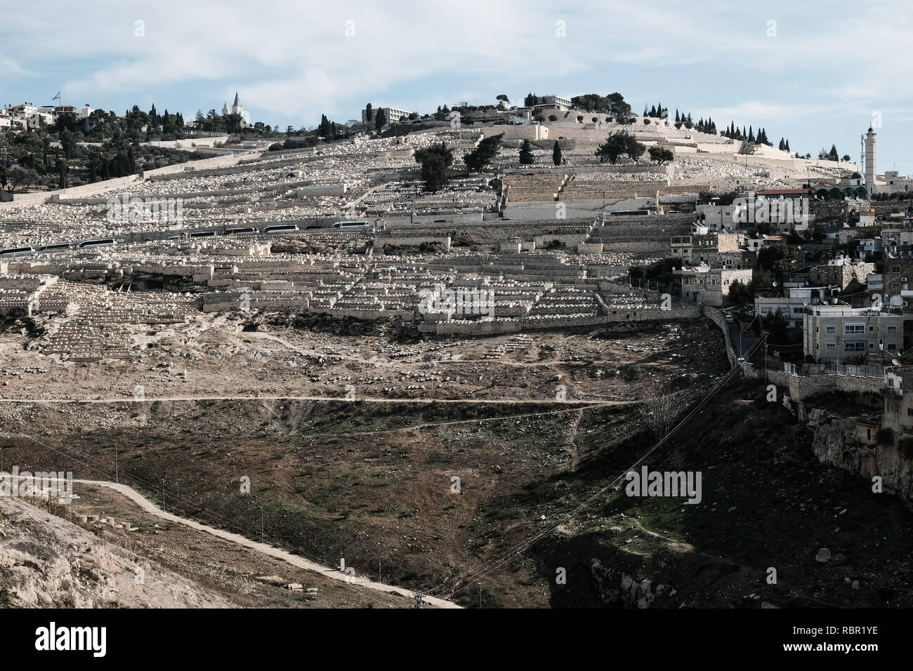 Une vue vers l'Est de la Cité de David représente le mont des Oliviers et de l'ancien cimetière juif. La ville de David est un site archéologique et Banque D'Images