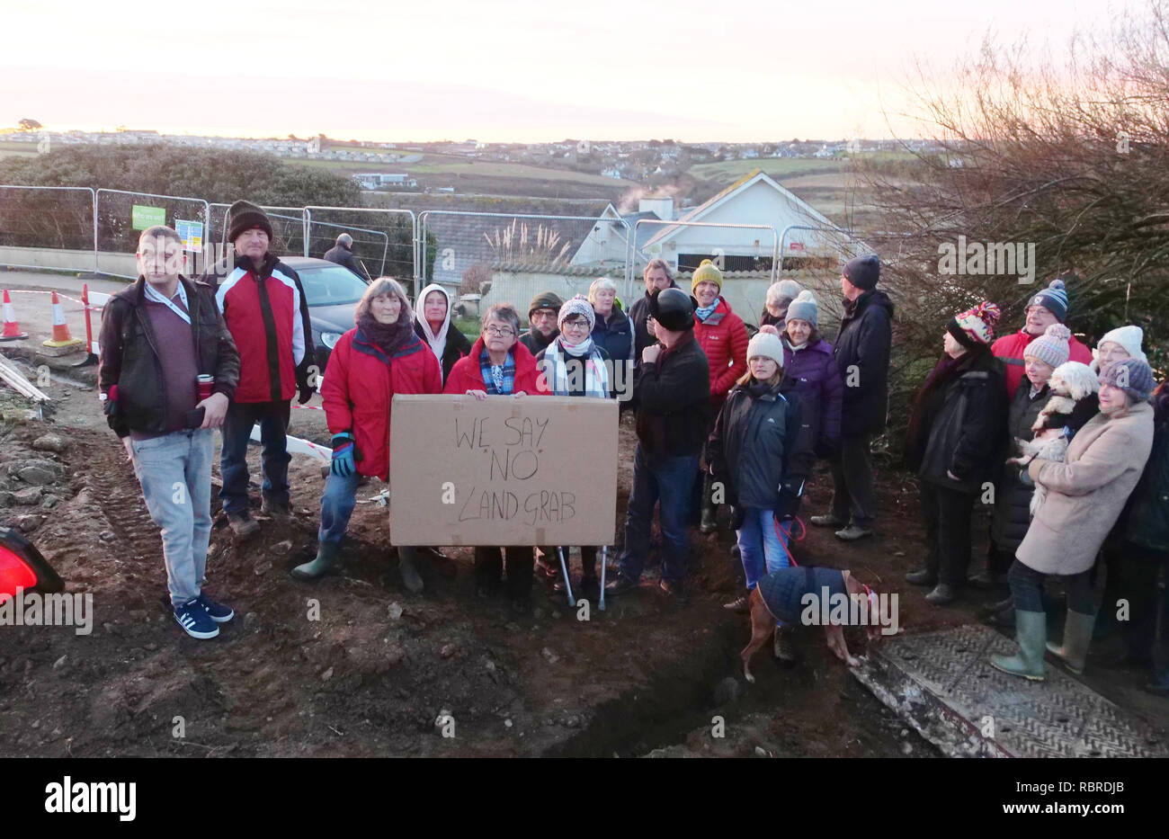 Les citoyens de protester contre l'accaparement des terres à Cornwall Banque D'Images