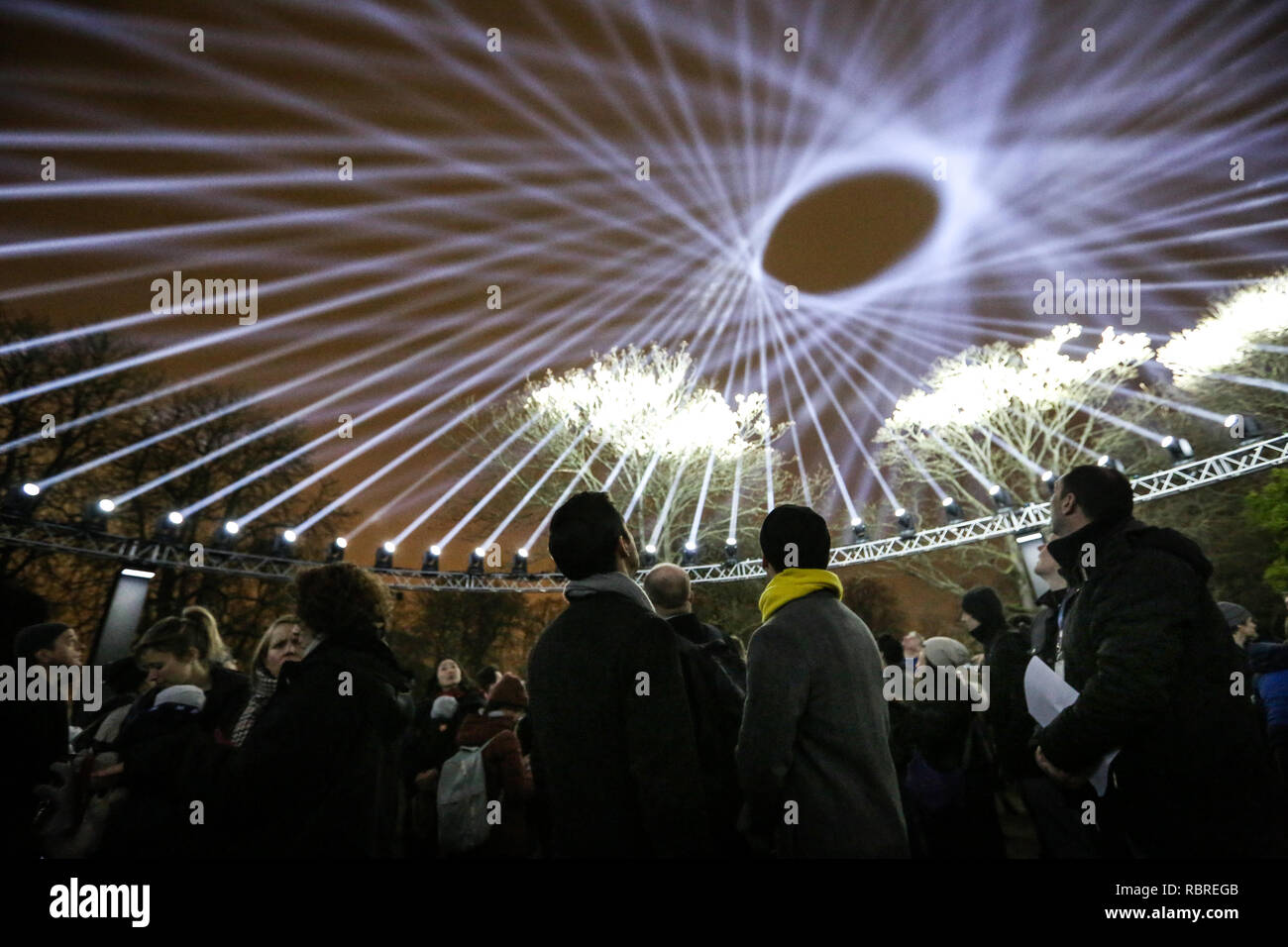 Lloyd Park installation - Nest par Marshmallow laser Feast en collaboration avec Erland Cooper à Waltham Forest, London Borough of Culture 2019. Banque D'Images