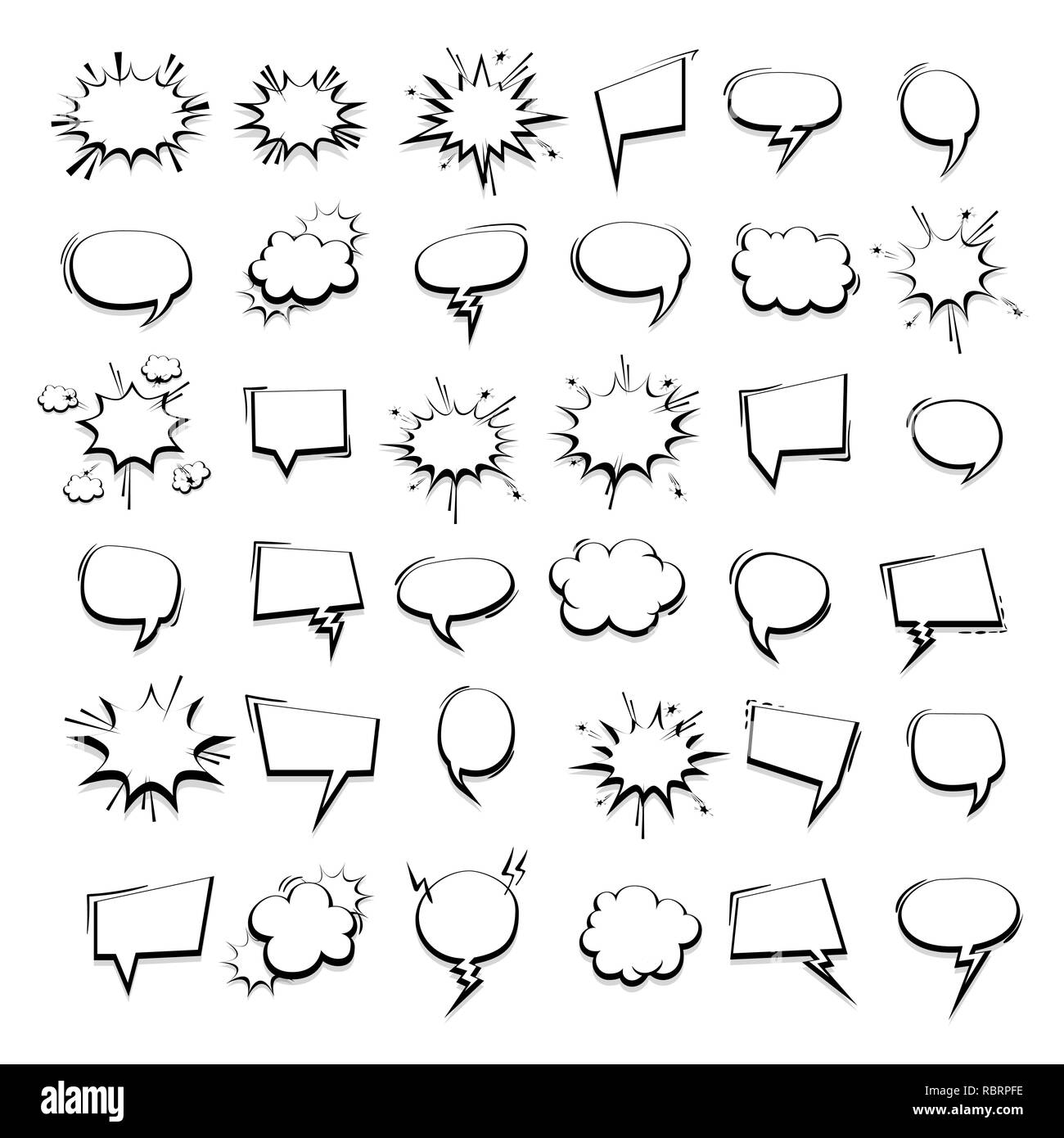Jeu de gros effets dessinés à la main, des bulles de bande dessinée Illustration de Vecteur Jeu de gros effets dessinés à la main, des bulles de bande dessinée Illustration de Vecteur