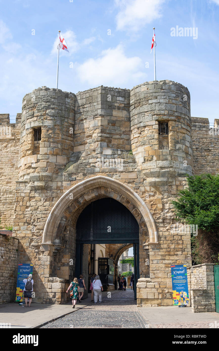 Porte de l'entrée de la colline du château, Château de Lincoln, Lincoln, Lincolnshire, Angleterre, Royaume-Uni Banque D'Images