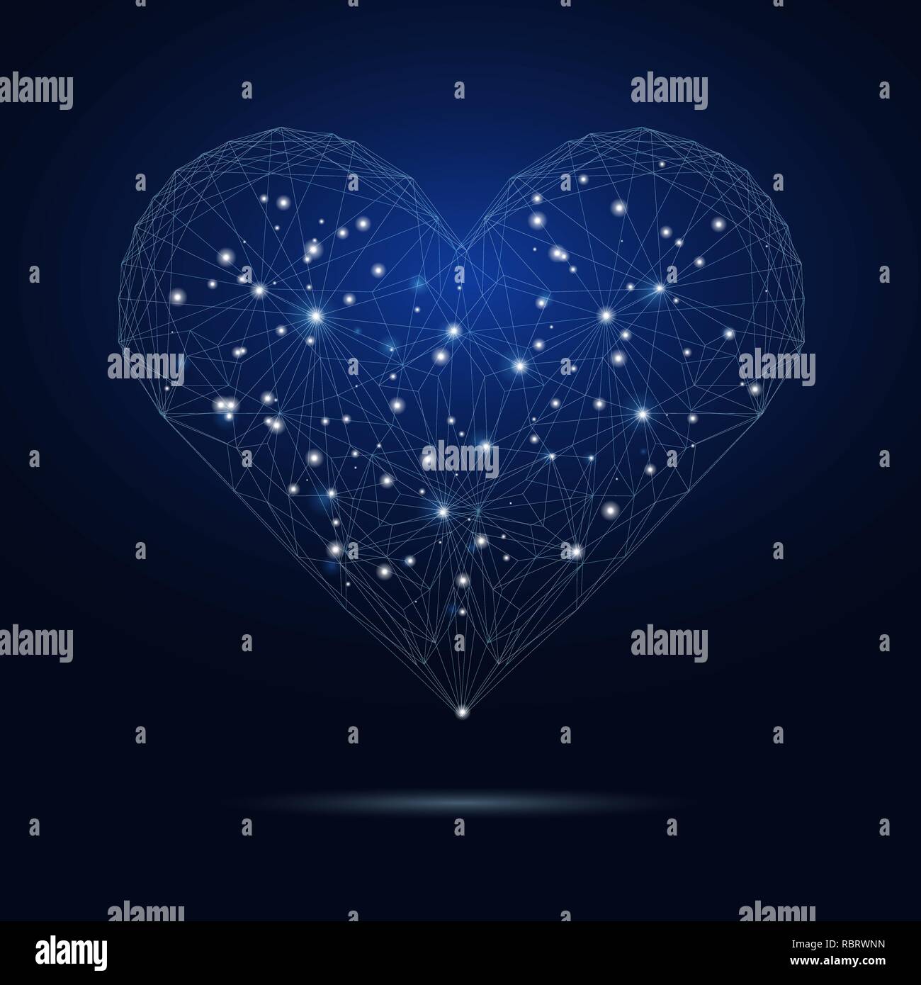 Résumé coeur polygonal sur fond sombre.Valentine s day. Se compose de points, lignes, sous la forme d'un ciel étoilé triangulaire géométriques polygonales w Illustration de Vecteur