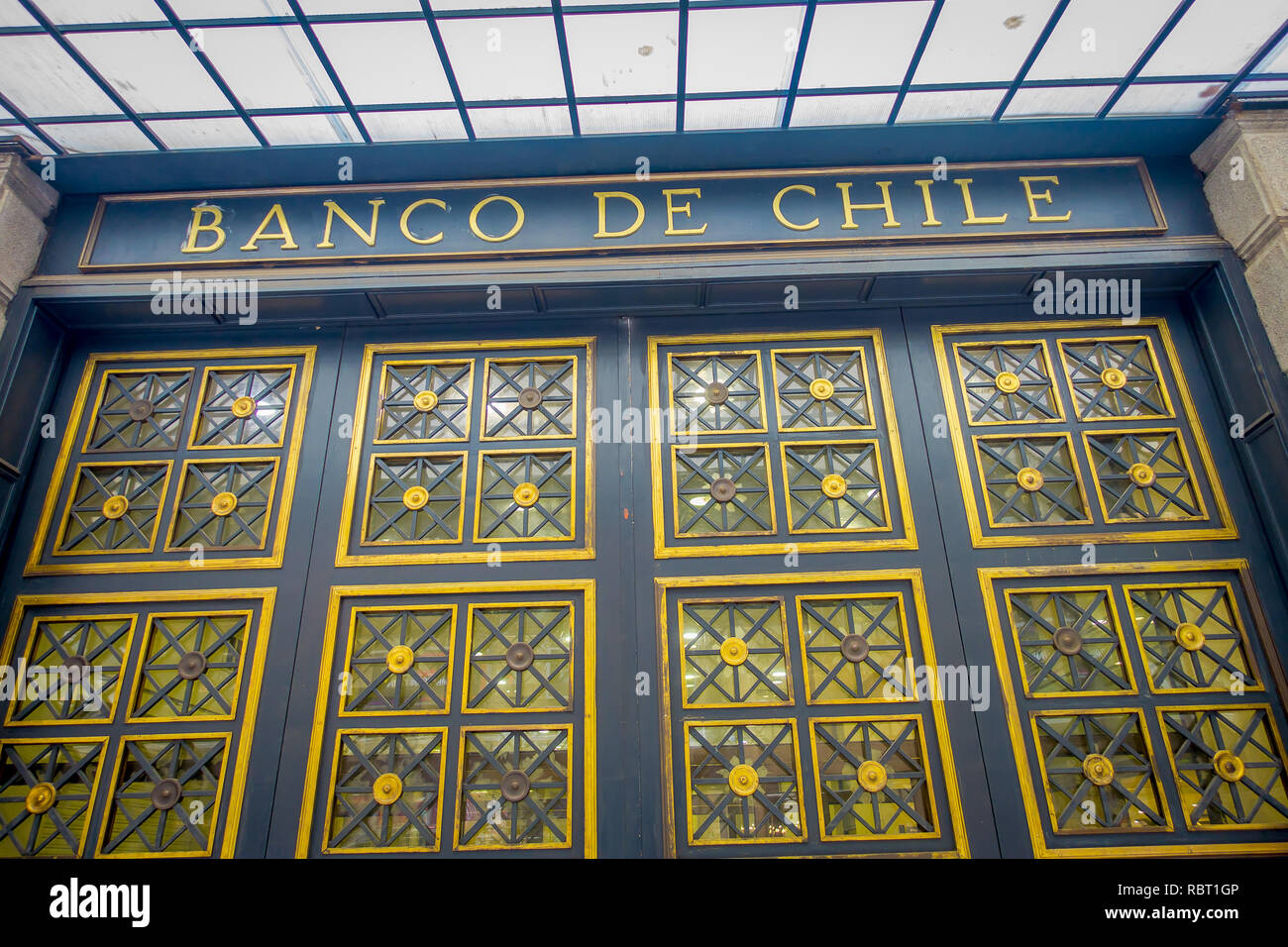 SANTIAGO, CHILI - 16 octobre 2018 : Banque du Chili à Santiago du Chili du bâtiment Banque D'Images
