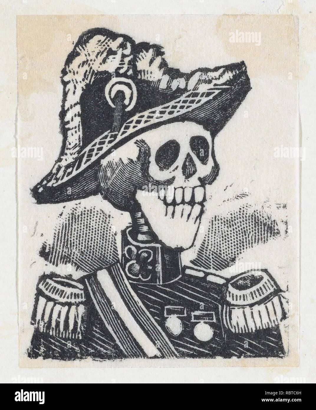 Un squelette habillé comme une figure militaire (vignette pour la fête des morts) Banque D'Images