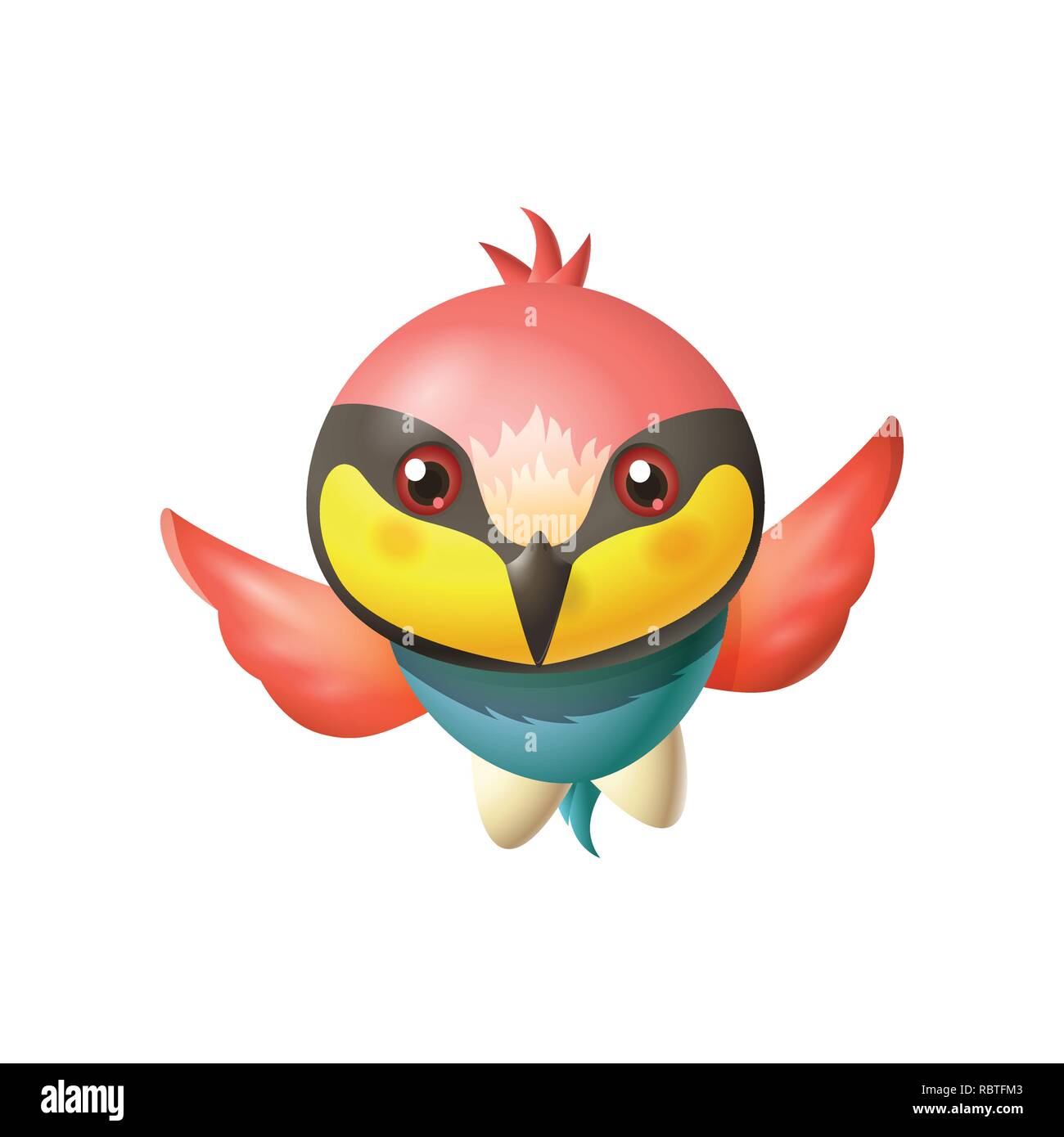 Guêpier Cute Bird - oiseau de couleur vive avec une grosse tête et long bec pointu - vector cartoon illustration Illustration de Vecteur