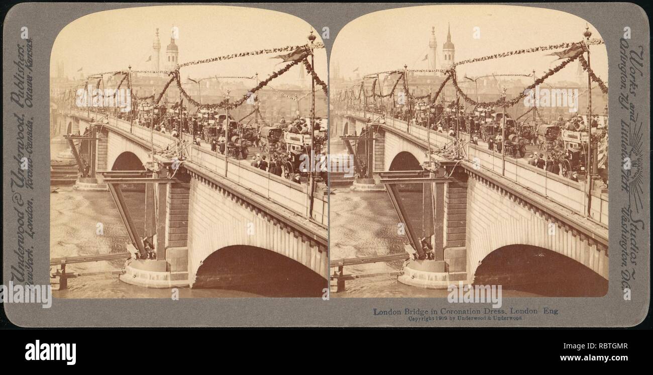 -Groupe de 4 Stéréophotogramme sur le couronnement d'Édouard VII, Londres, Angleterre- Banque D'Images