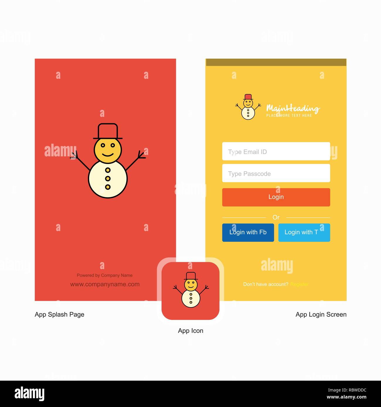 Ecran De Demarrage Et Bonhomme De L Entreprise Login Page Design Avec Logo Modele Modele D Affaires En Ligne Mobile Image Vectorielle Stock Alamy