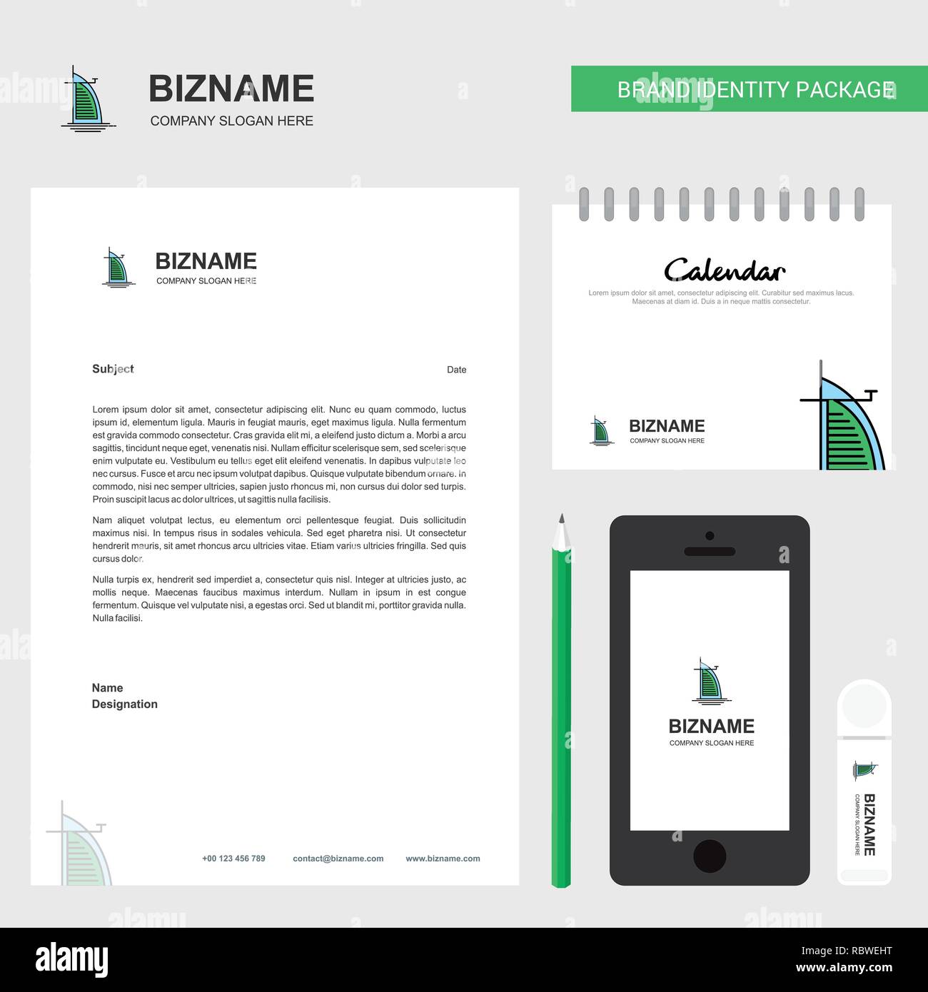 Dubaï en-tête d'affaires, Calendrier 2019 et Mobile app design modèle vectoriel Illustration de Vecteur