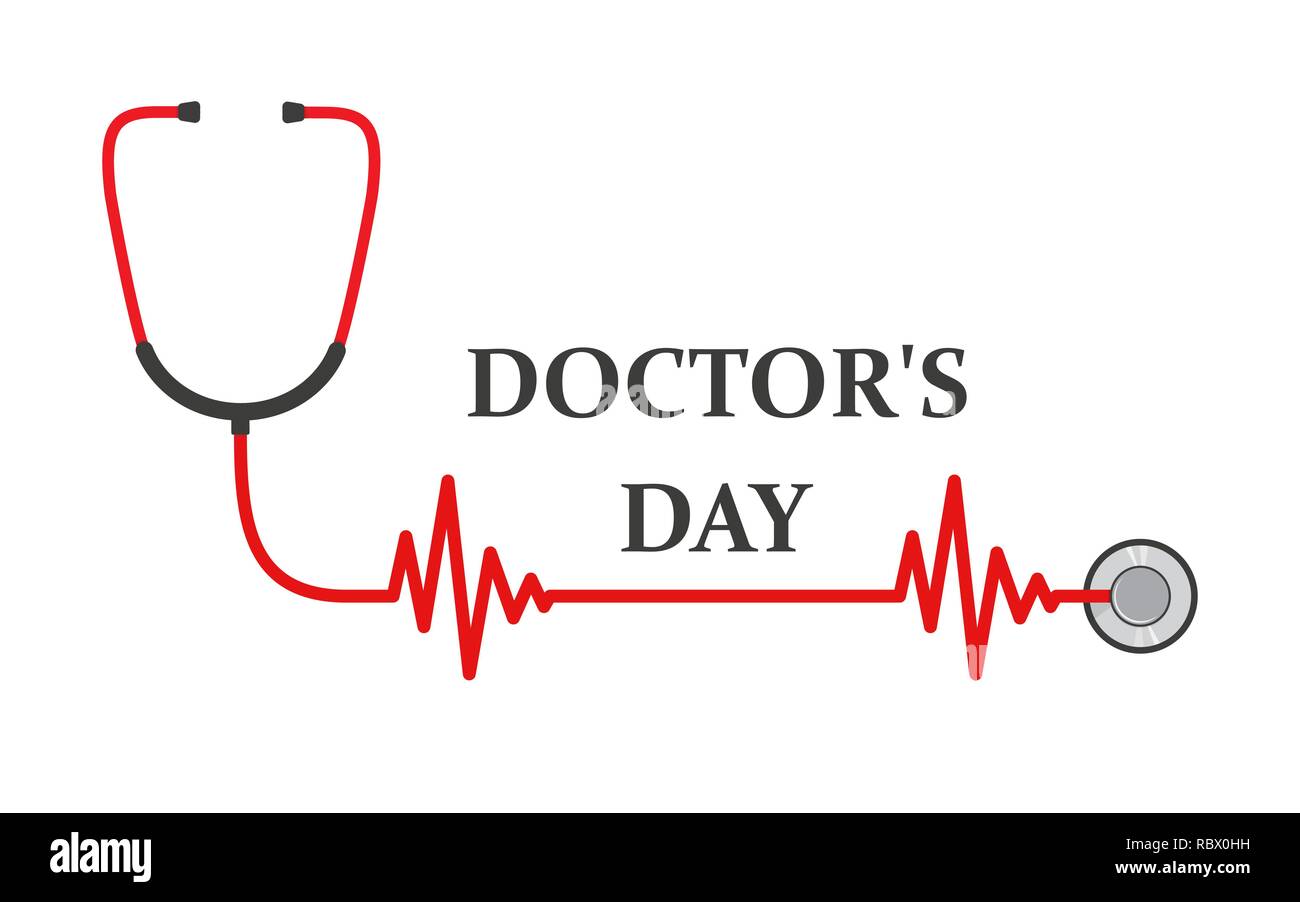 Logo de la journée des médecins avec lettrage et signe de stéthoscope. Vector illustration. Background médical pour les médecins 24. Journée de la santé Illustration de Vecteur