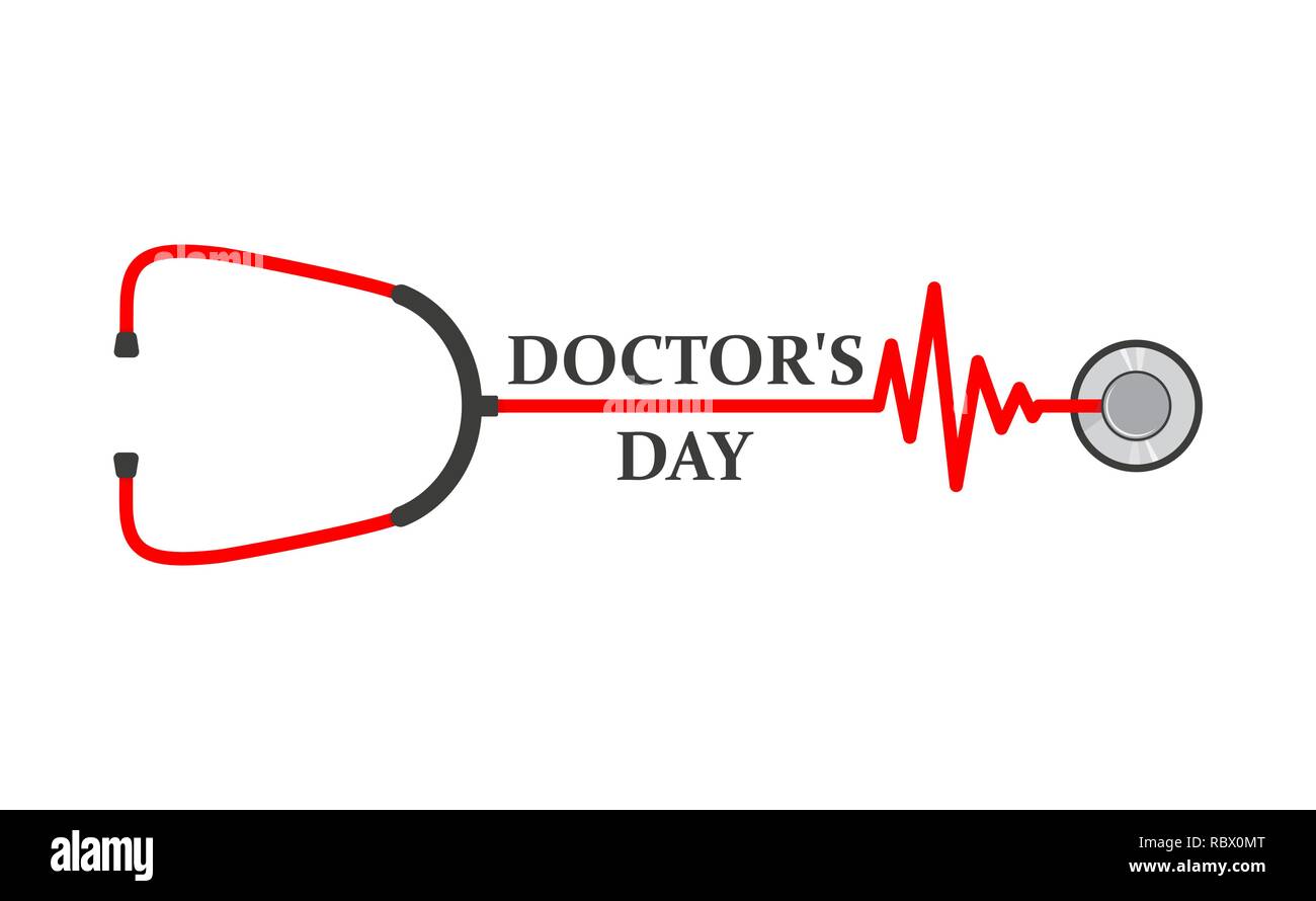Logo de la journée des médecins avec lettrage et signe de stéthoscope. Vector illustration. Background médical pour les médecins 24. Journée de la santé Illustration de Vecteur