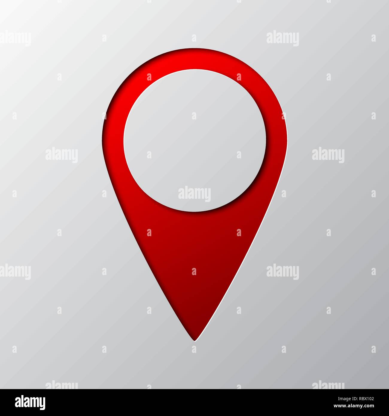 L'art du papier rouge de pointeur de carte isolée. Vector illustration. L'icône du pointeur est découpé dans du papier. Illustration de Vecteur