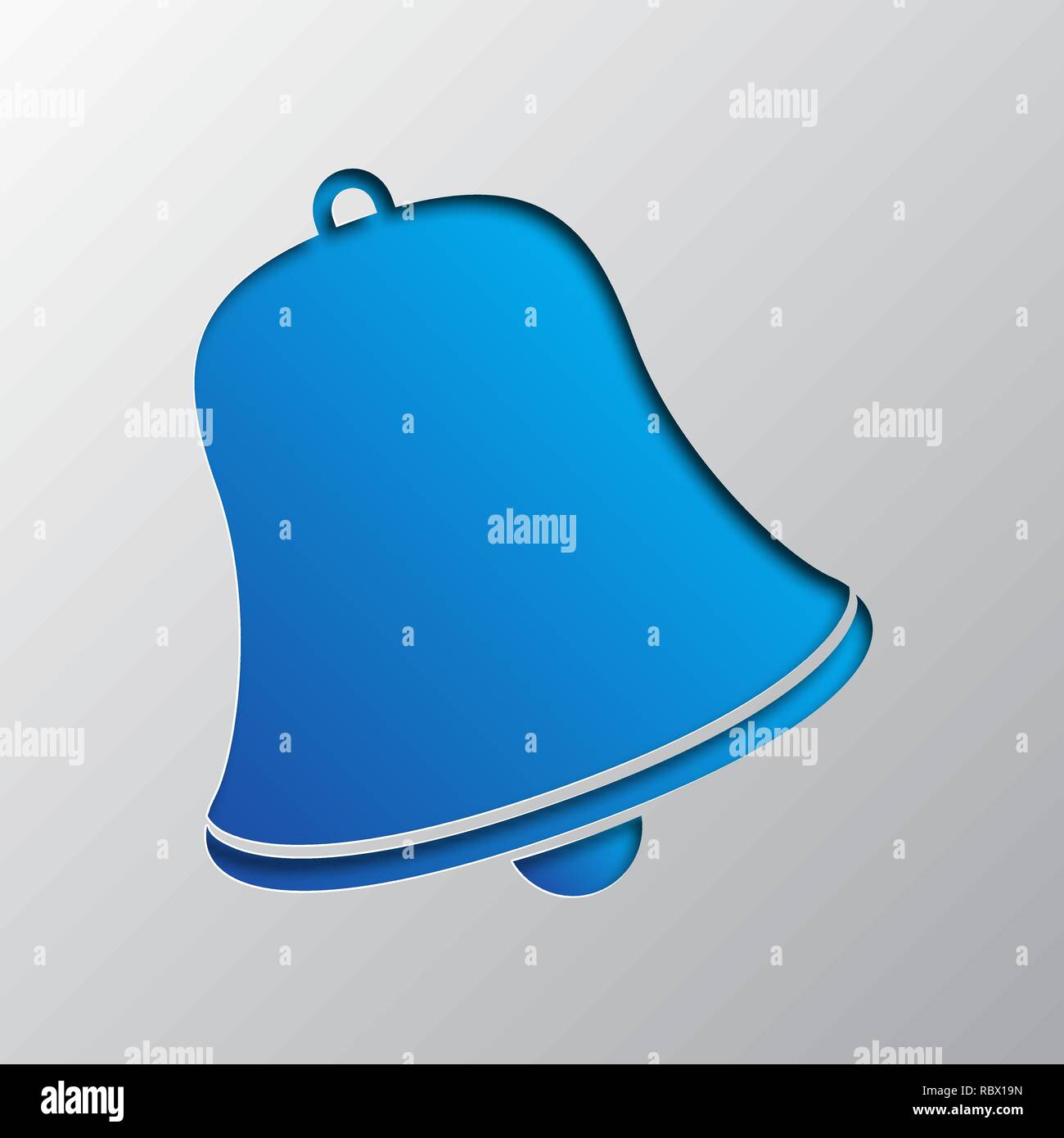 L'art du papier de la cloche bleue isolée. Vector illustration. Icône de cloche est découpé dans du papier. Illustration de Vecteur