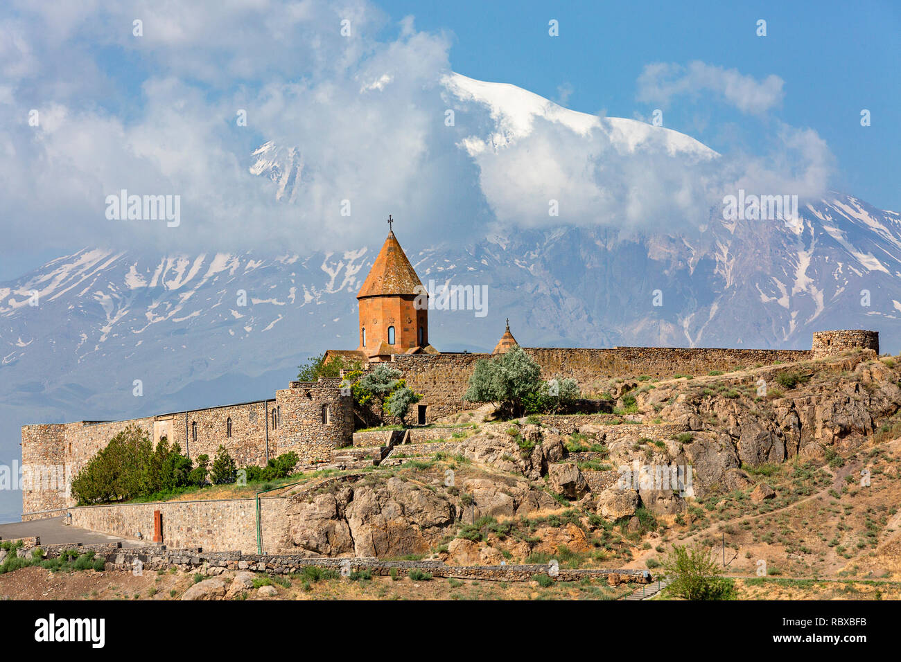 Monastère Khor Virap avec Mt Ararat dans l'arrière-plan en Arménie Banque D'Images