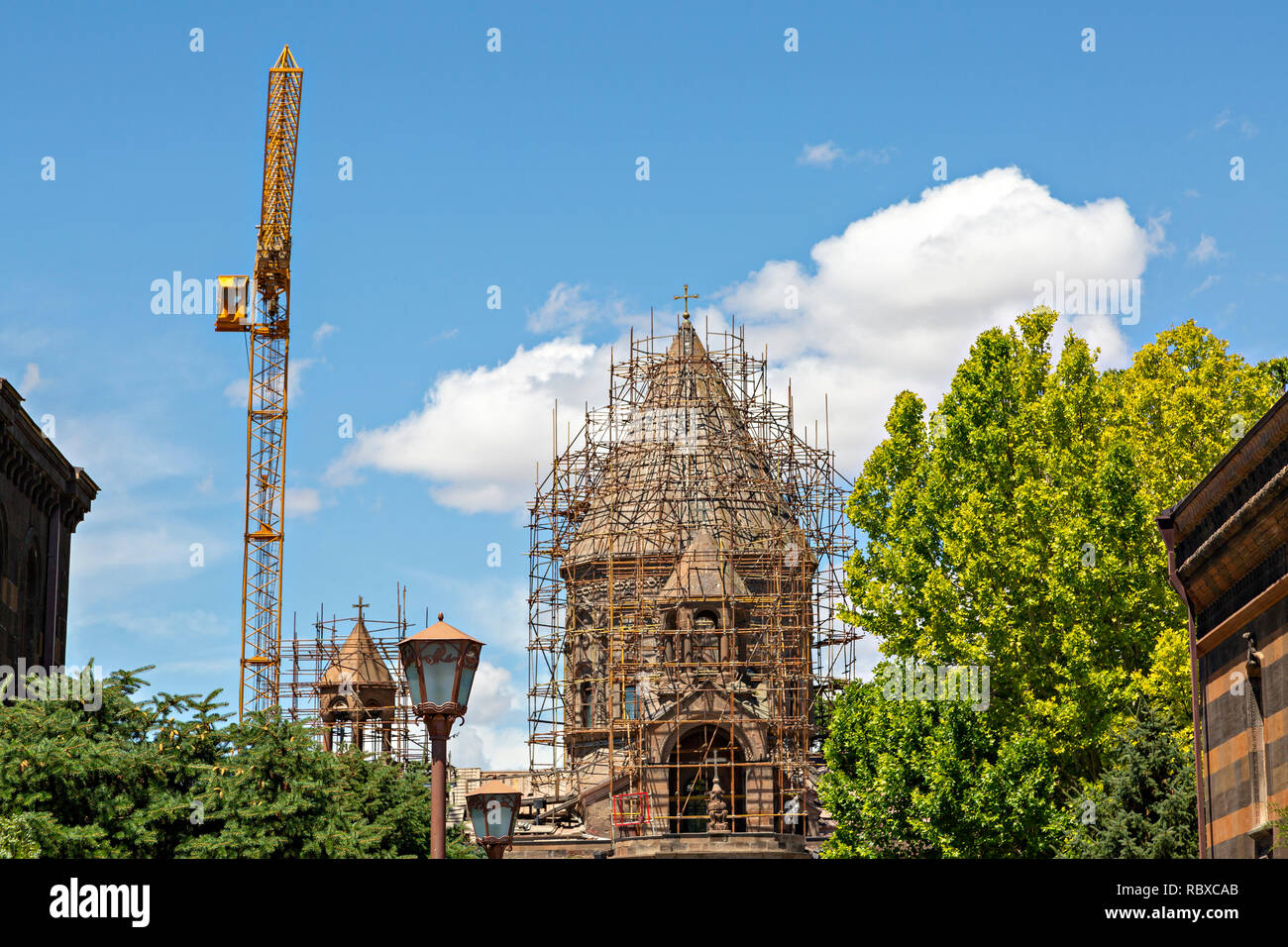 Travaux de restauration de la cathédrale d'Etchmiadzine, en Arménie, Vagharshapat Banque D'Images