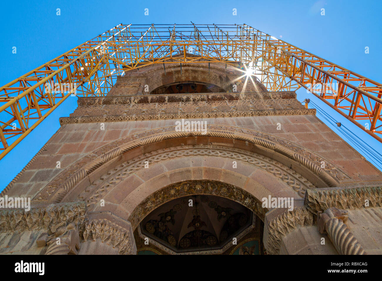Travaux de restauration de la cathédrale d'Etchmiadzine, en Arménie, Vagharshapat Banque D'Images
