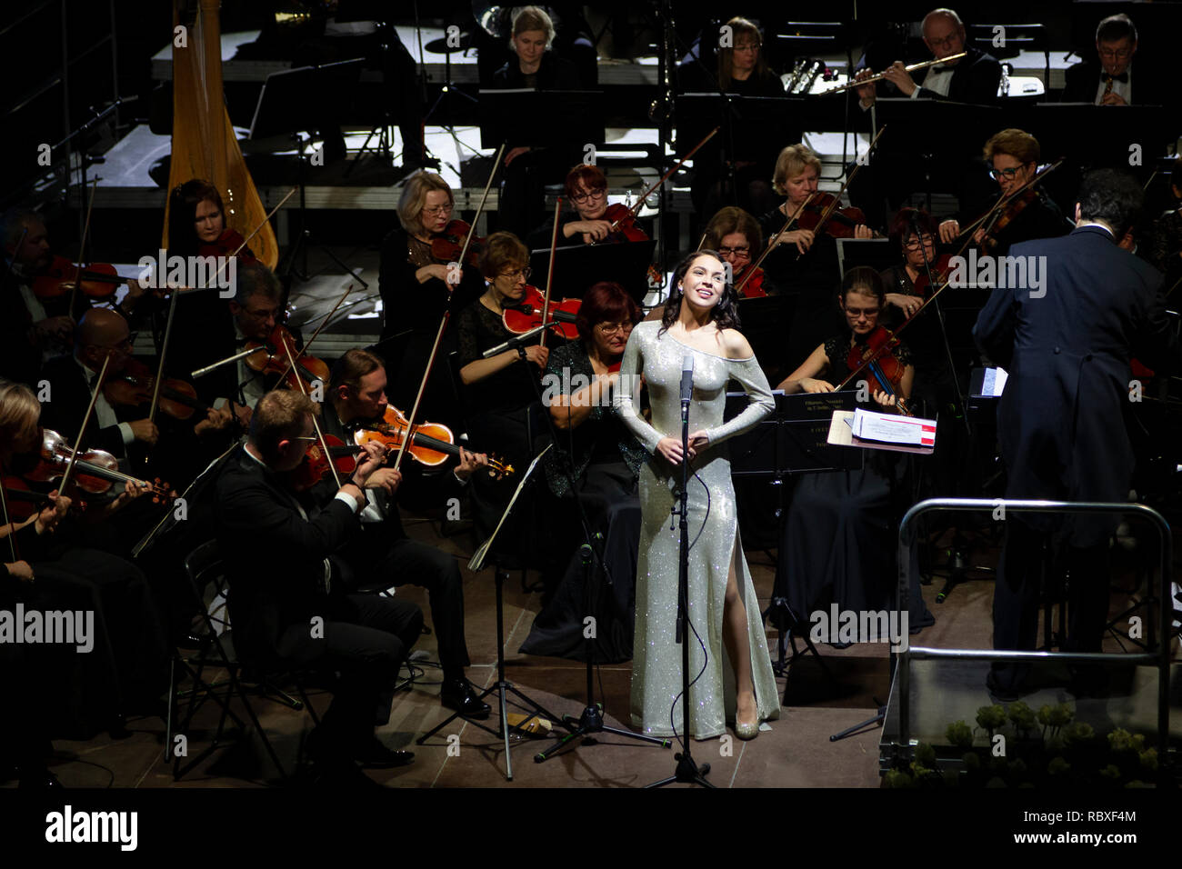 Szamotuly, Pologne 5e jan 2019. Concert du Nouvel An de l'Orchestre Philharmonique de Poznan à Szamotuly. Soprano - Patricia Janeckova Banque D'Images