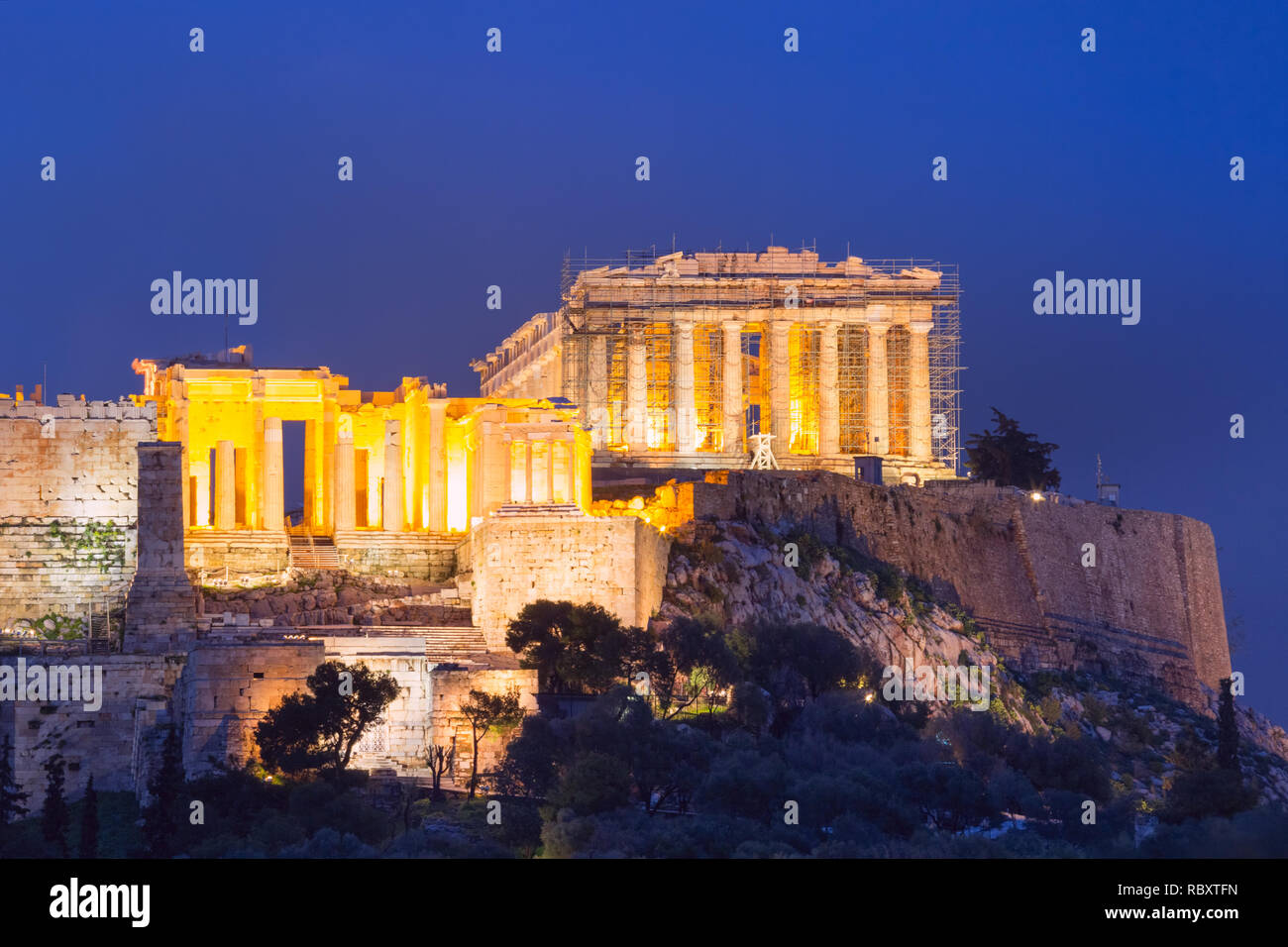 La colline de l'Acropole et le Parthénon à Athènes, Grèce Banque D'Images