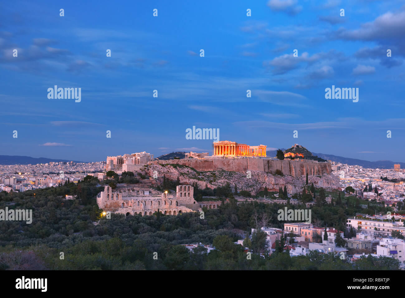 La colline de l'Acropole et le Parthénon à Athènes, Grèce Banque D'Images