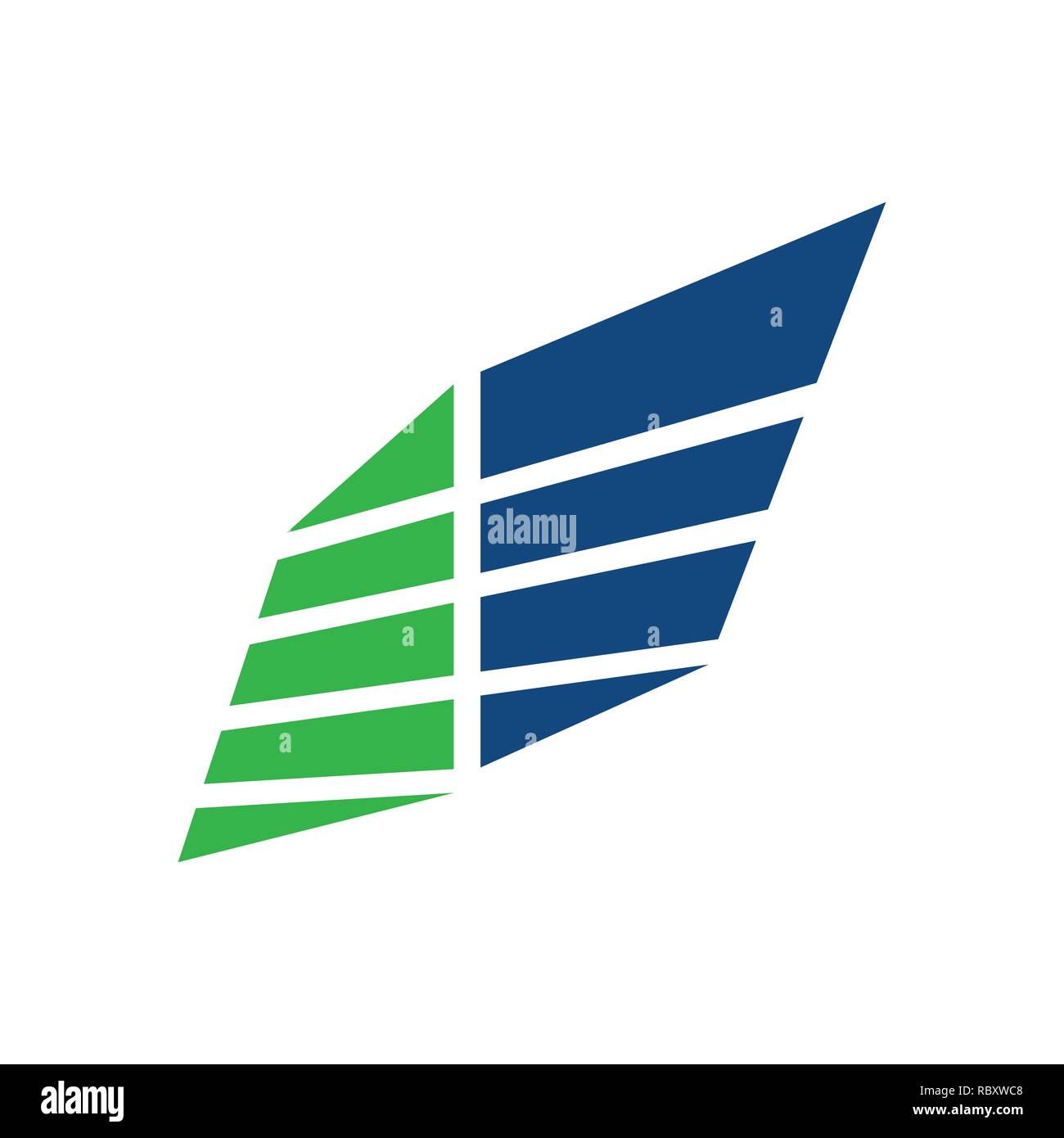 Panneau d'aile d'affaires bloc bleu vert symbole vecteur modèle de conception de logo graphique Illustration de Vecteur