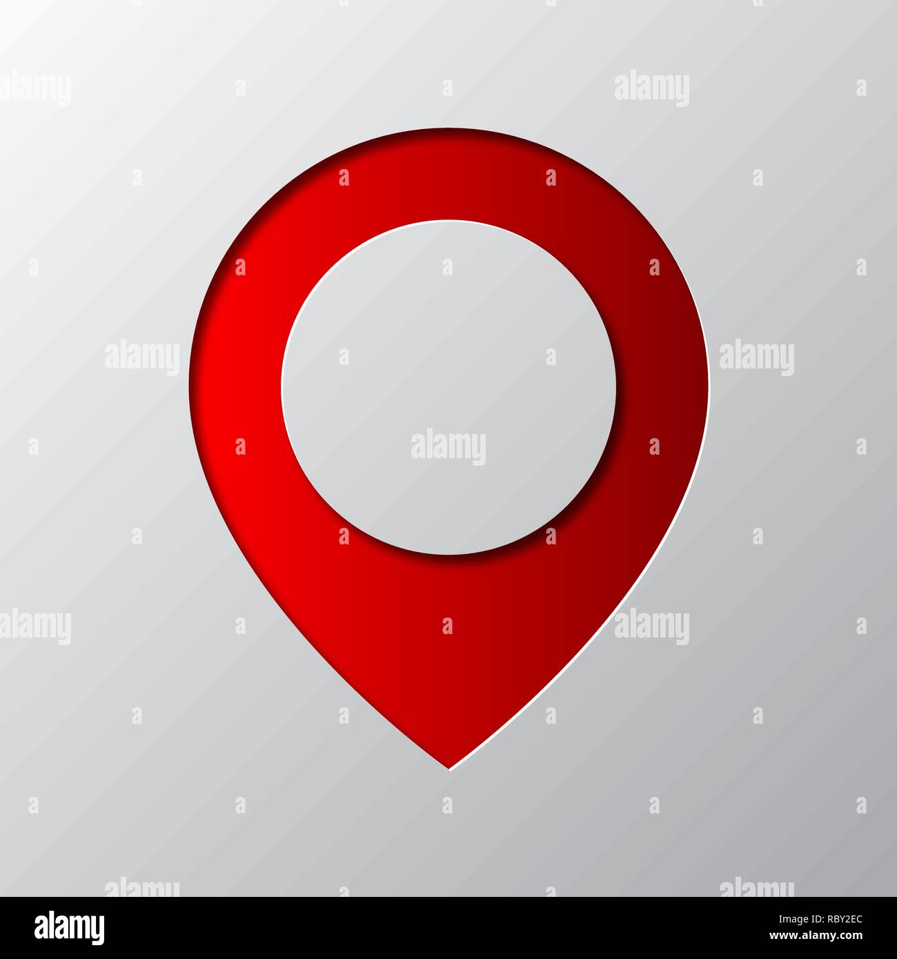 L'art du papier rouge de pointeur de carte isolée. Vector illustration. L'icône du pointeur est découpé dans du papier. Illustration de Vecteur