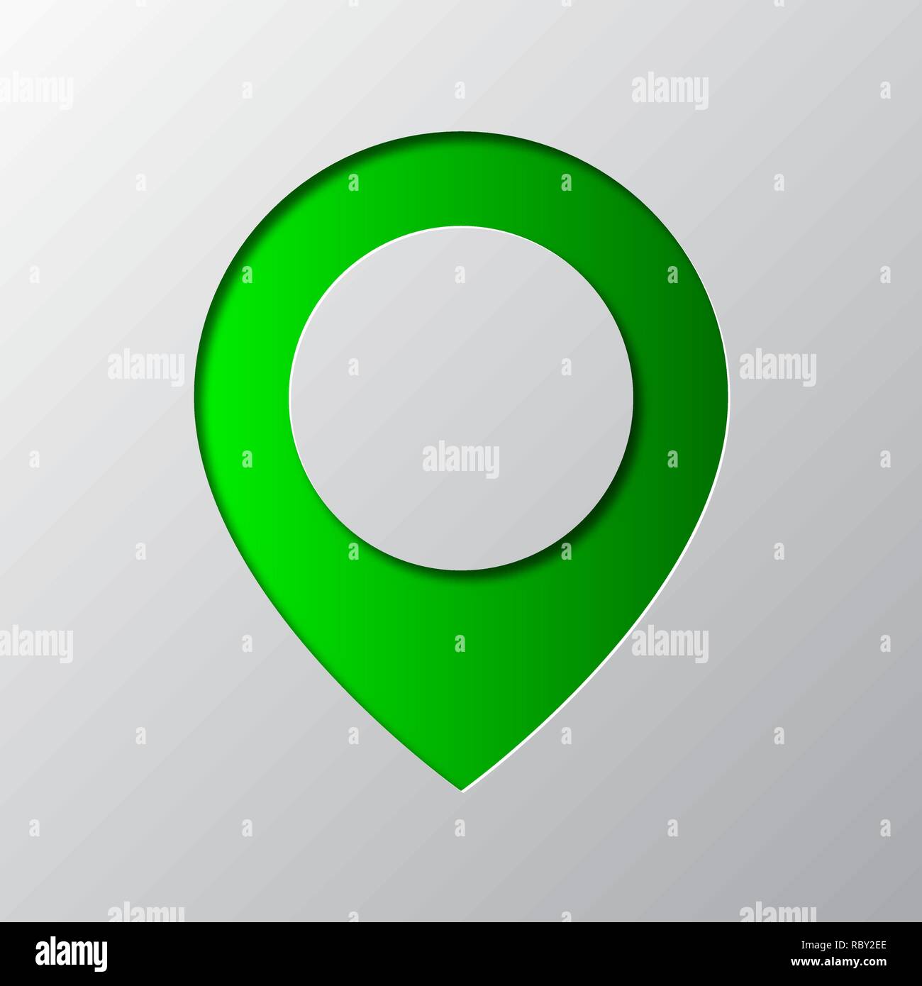L'art du papier de vert pointeur de carte isolée. Vector illustration. L'icône du pointeur est découpé dans du papier. Illustration de Vecteur