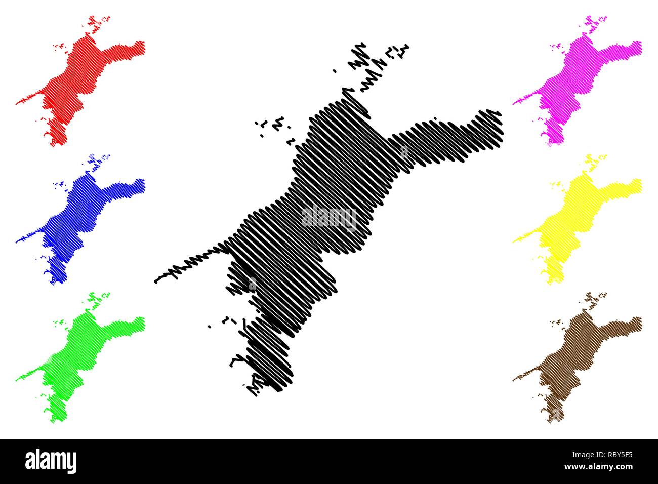 Préfecture d'Ehime (divisions administratives du Japon, préfectures du Japon) map vector illustration, scribble sketch carte Ehime Illustration de Vecteur