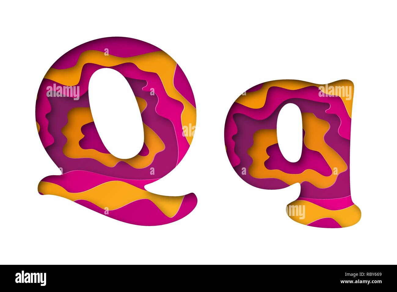 De l'art moderne de couleur papier lettre Q. illustration vectorielle. La lettre Q est coupé à partir de papier isolé. Illustration de Vecteur