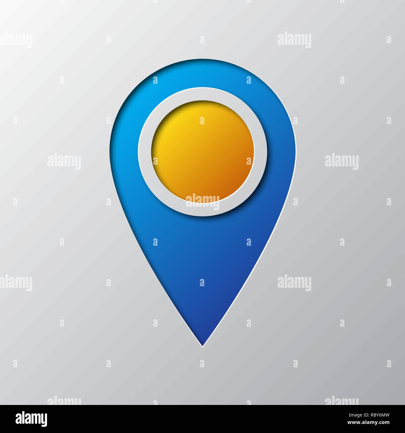 L'art du papier bleu de pointeur de carte isolée. Vector illustration. L'icône du pointeur est découpé dans du papier. Illustration de Vecteur