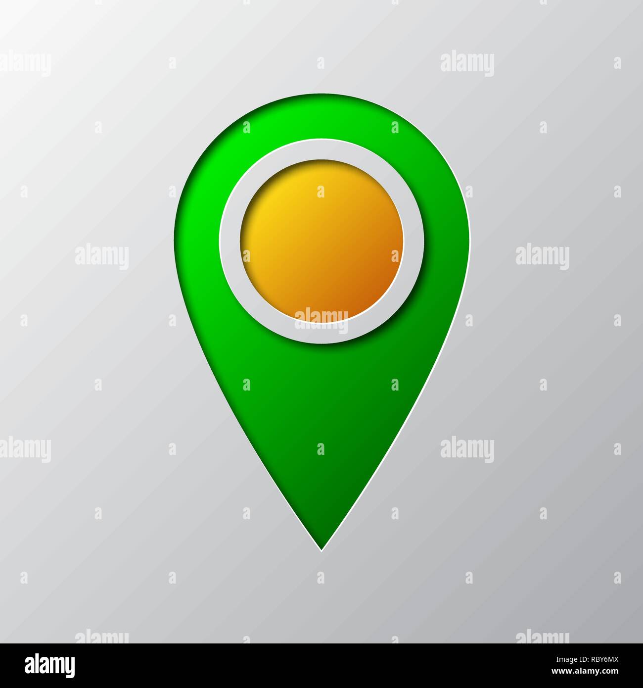 L'art du papier de vert pointeur de carte isolée. Vector illustration. L'icône du pointeur est découpé dans du papier. Illustration de Vecteur
