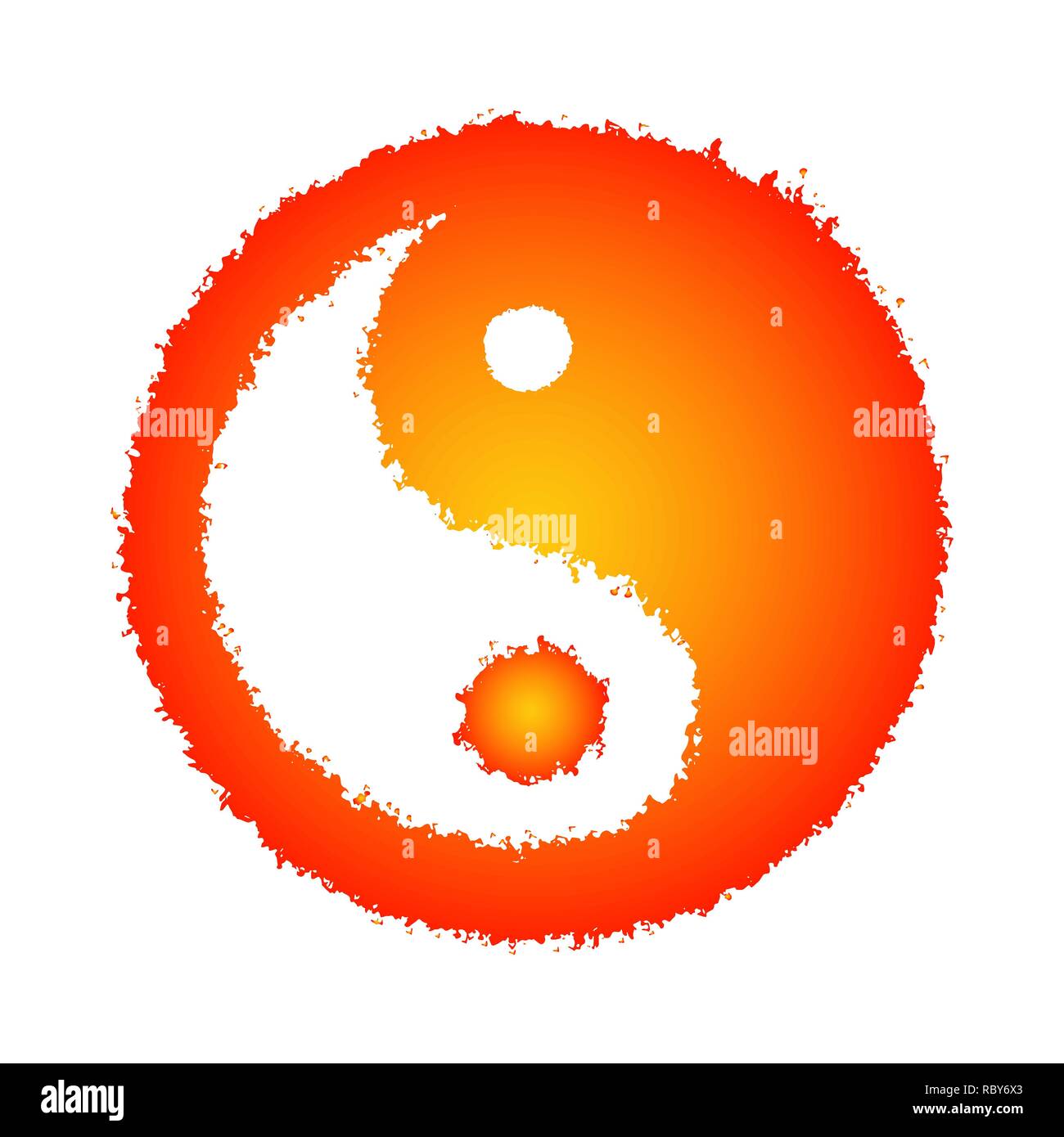 Dessin en couleur du symbole Yin Yang dans doodle style. Vector illustration. Le symbole Yin Yang dessiné à la main, isolé. Illustration de Vecteur