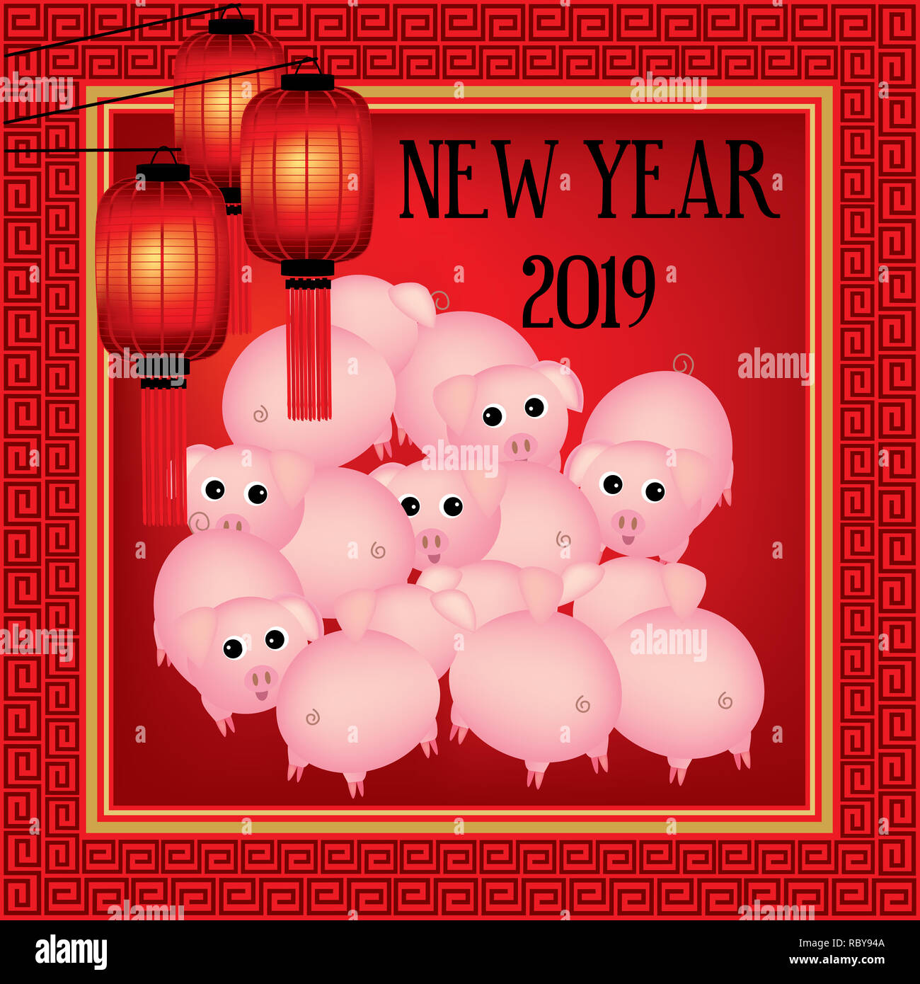 2019 Nouvel An chinois - année du cochon Banque D'Images