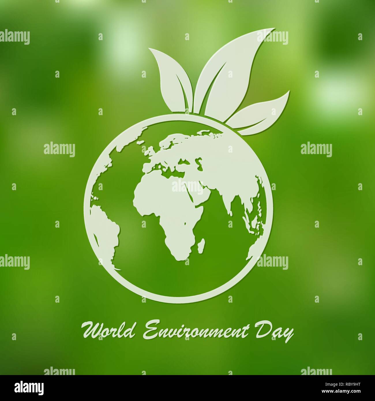 La Journée mondiale de l'environnement. Vector illustration. Globe avec lettrage sur fond vert vif. Illustration de Vecteur