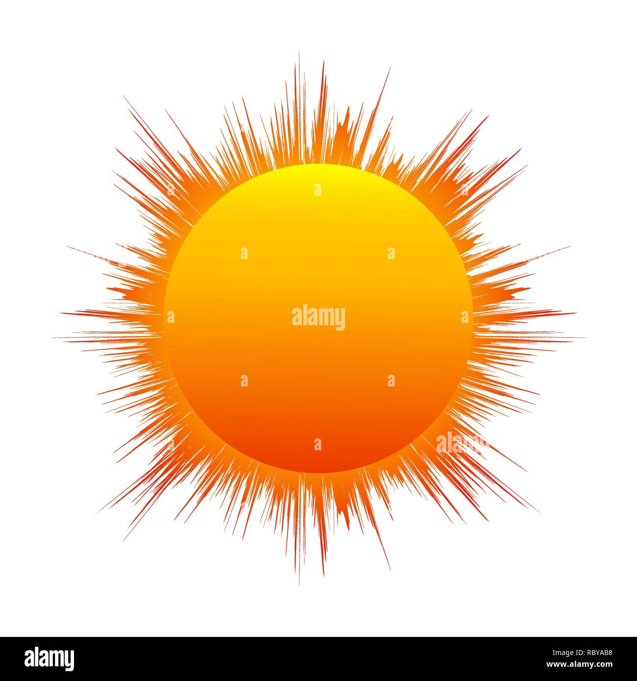 Résumé L'icône jaune soleil. Vector illustration. Symbole du soleil, isolé sur fond blanc Illustration de Vecteur