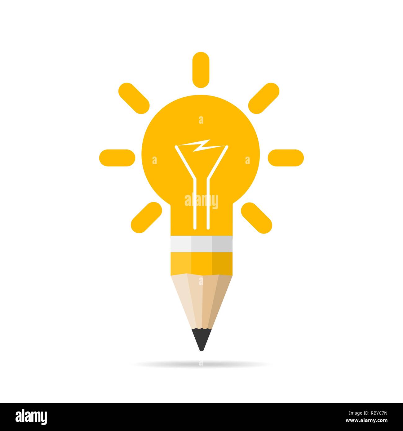 L'icône de crayon avec ampoule dans télévision design. Vector illustration. Meilleure idée concept. Idée créative Illustration de Vecteur