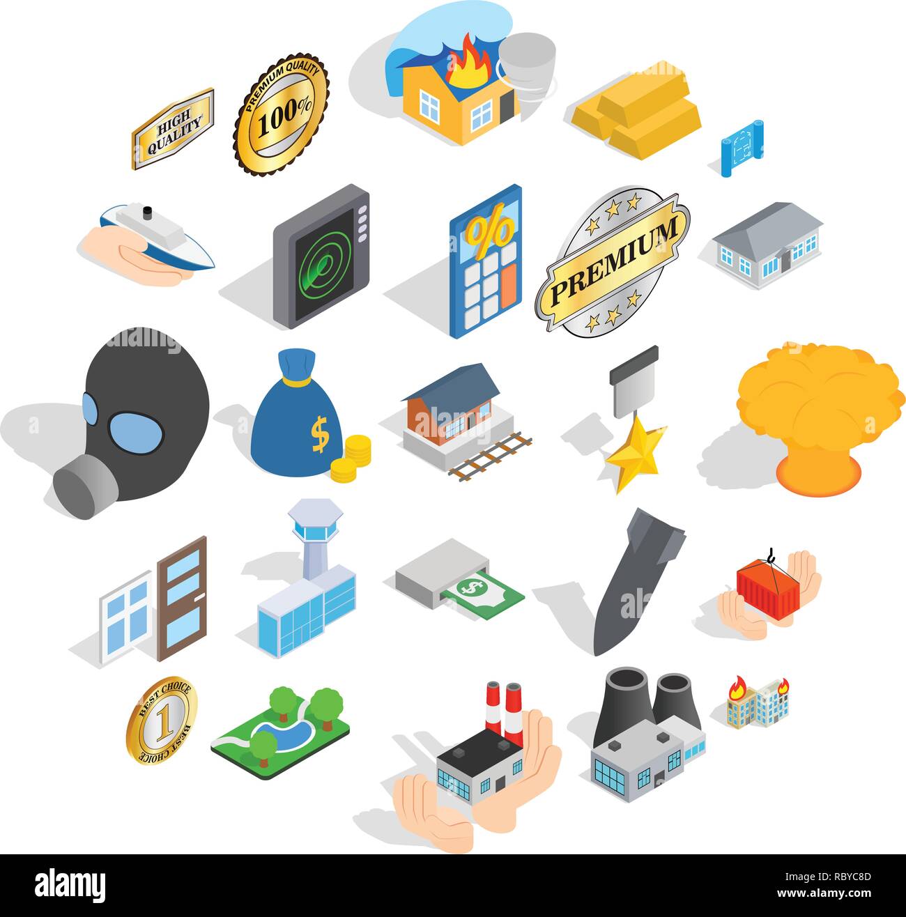 Plus de but lucratif icons set, style isométrique Illustration de Vecteur