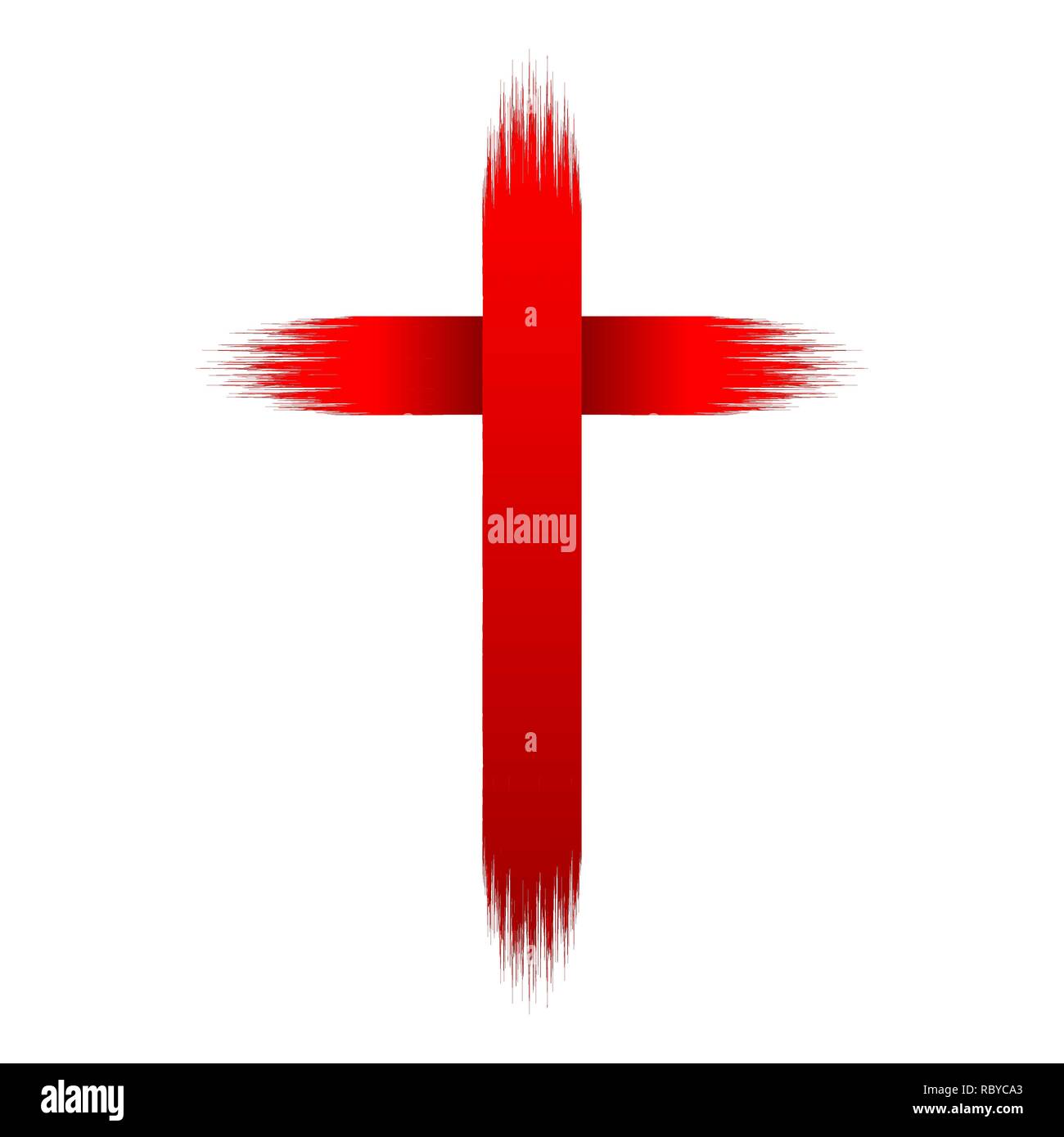 Dessin rouge de croix chrétienne dans un style cartoon doodle. Vector illustration. Hand drawn croix chrétienne, isolé. Illustration de Vecteur