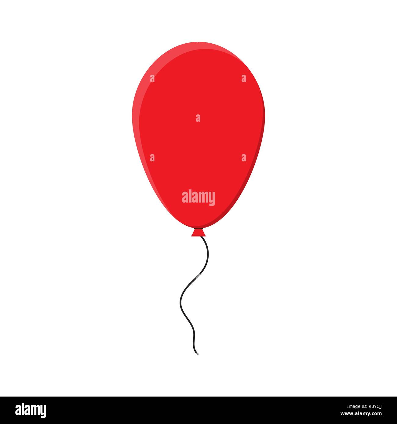 Ballon rouge en version plate. Vector illustration. Ballons de fête, isolé sur fond blanc. Illustration de Vecteur