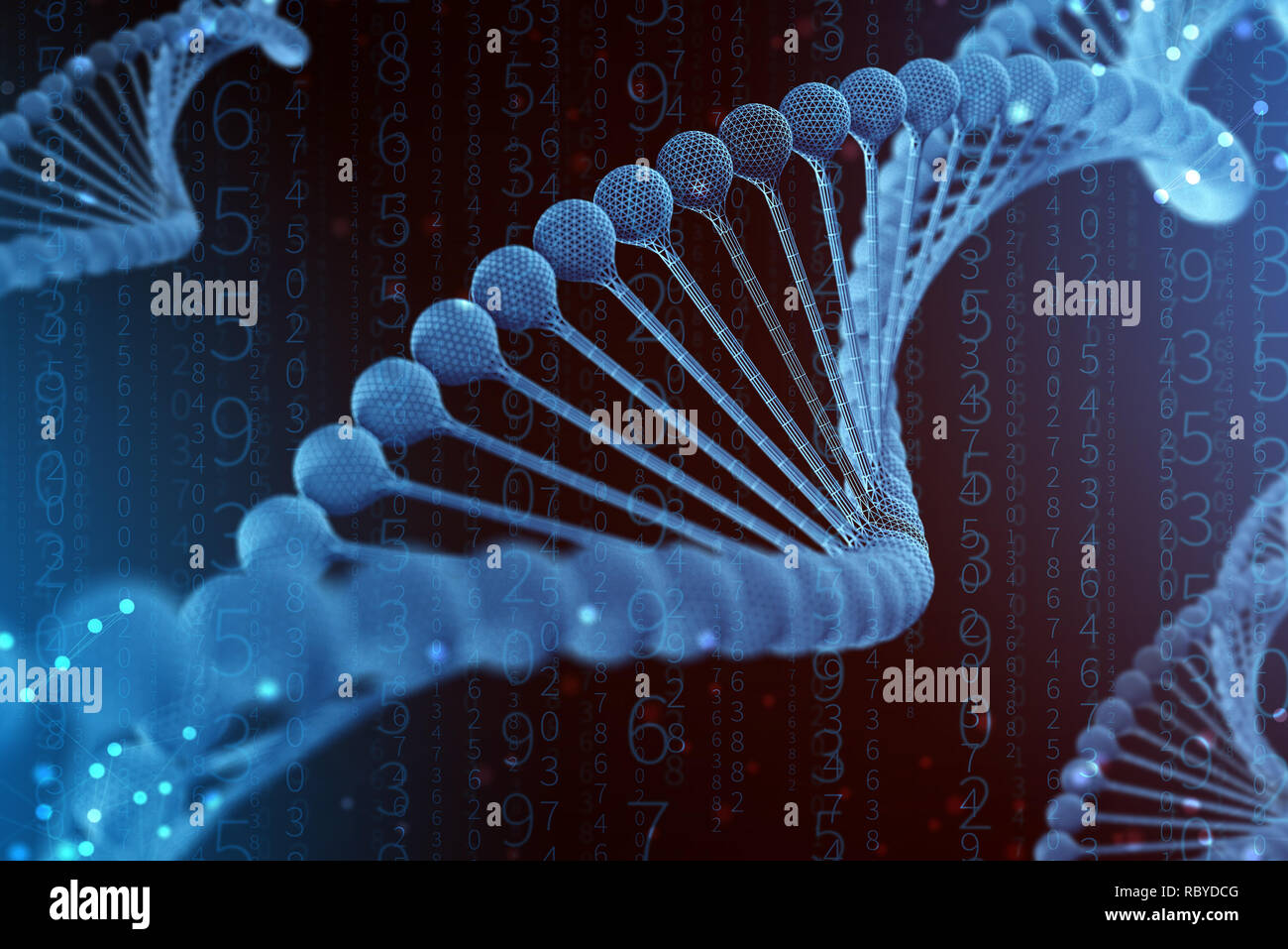 Illustration 3d de la molécule d'ADN. La molécule hélicoïdale d'un nucléotide dans l'environnement de l'organisme comme dans l'espace. Le concept du génome humain et modific Banque D'Images