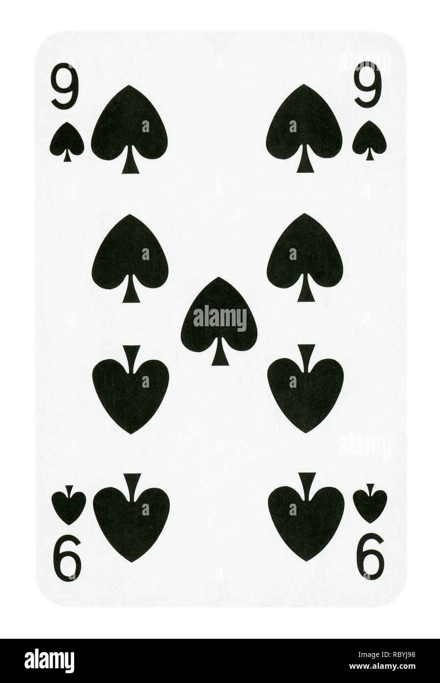 Neuf de pique jeu de carte - isolated on white (chemin inclus) Banque D'Images